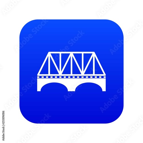 Railway arch bridge icon blue vector isolated on white background