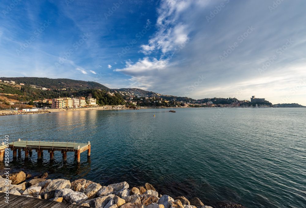 Coastline beach and sea - Lerici Liguria Italy