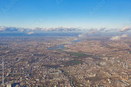 Aerial view of cityscape around London