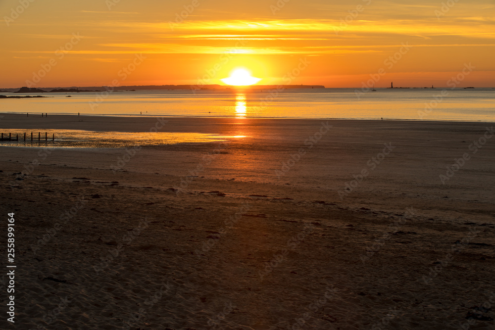 Beauty sunset view from beach in Saint Malo, Brittany, France Beauty sunset view from beach in Saint Malo, Brittany, France