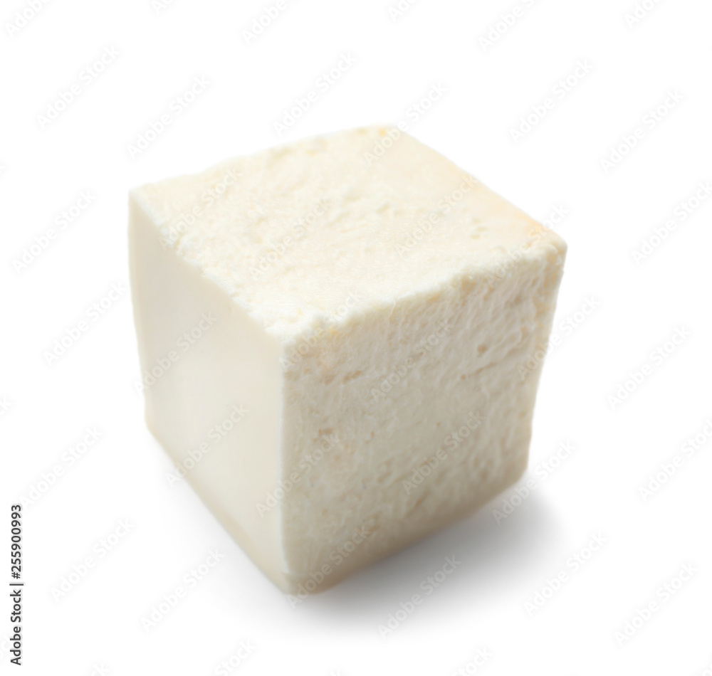 Tasty feta cheese on white background Tasty feta cheese on white background