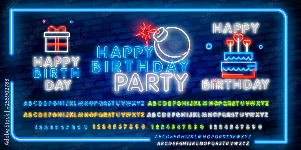 Happy Birthday Neon Text Vector. Happy Birthday neon sign, design ...