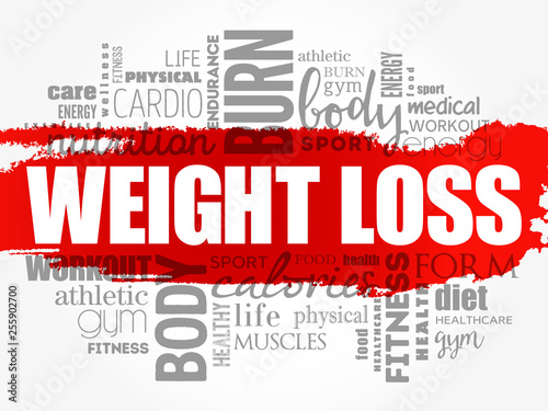 Weight Loss word cloud collage, health concept background