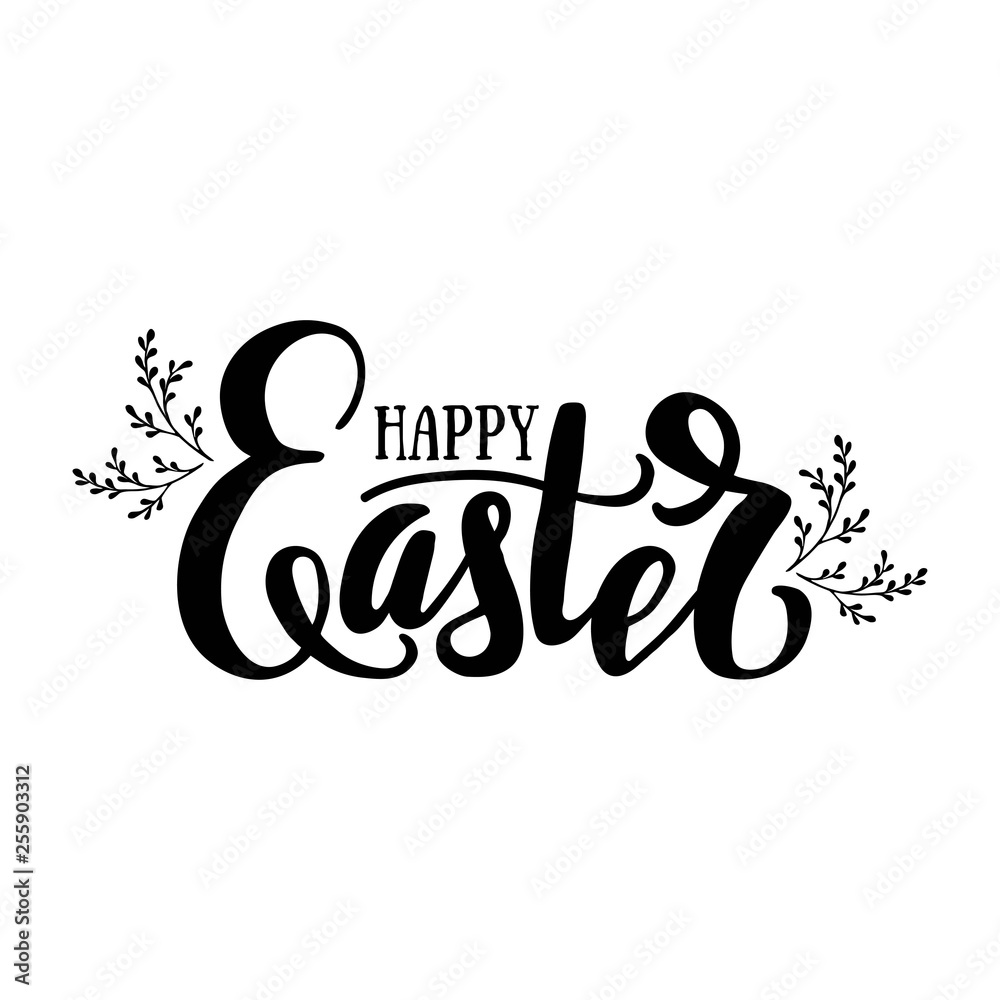 Happy Easter hand drawnl lettering. Graphic element for greeting card