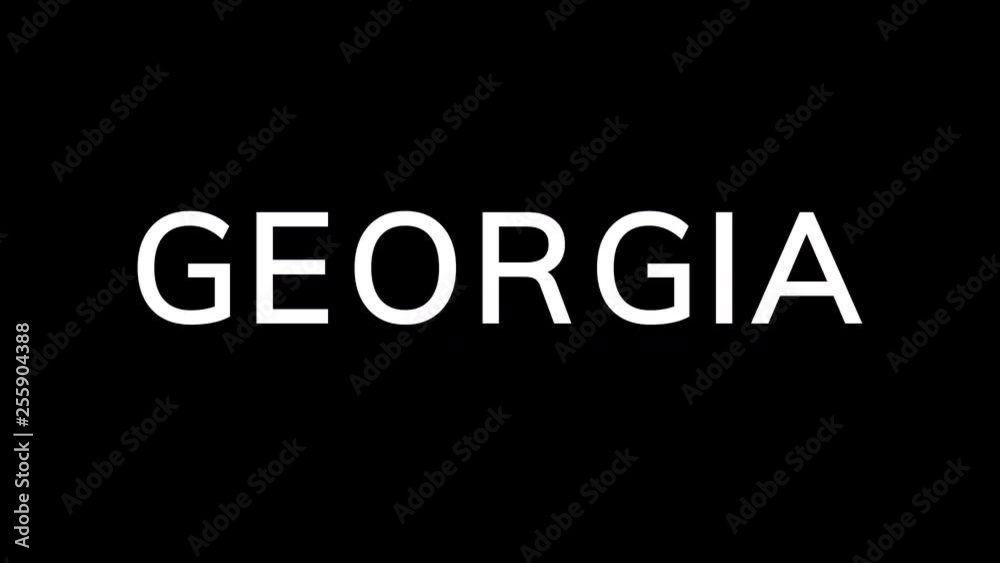 From the Glitch effect arises country name GEORGIA. Then the TV turns off. Alpha channel Premultiplied - Matted with color black From the Glitch effect arises country name GEORGIA. Then the TV turns off. Alpha channel Premultiplied - Matted with color black