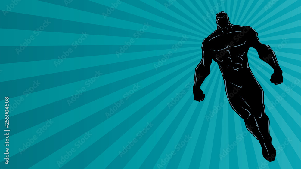 Superhero Flying Ray Light Background Silhouette