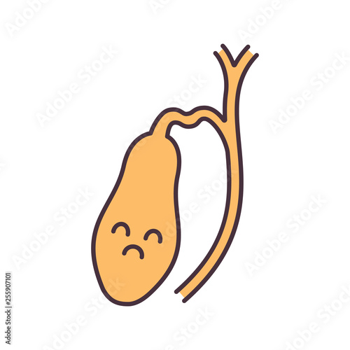 Sad gallbladder color icon