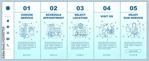 Nail salon onboarding mobile web pages vector template