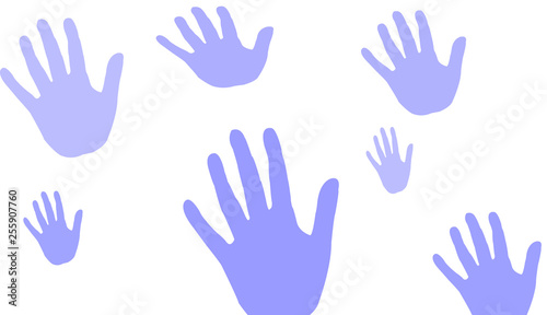 blue hands isolated on white background