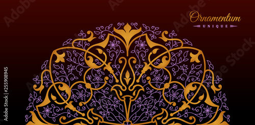 Vintage luxury decorative design of golden mandala. Vector background for greeting card