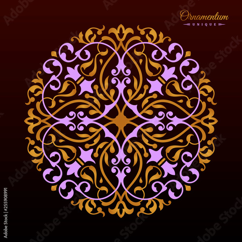 Vintage luxury decorative design of golden mandala. Vector background for greeting card