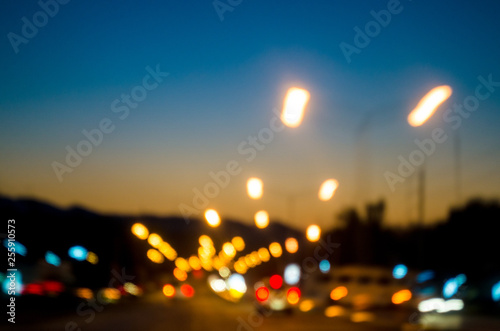 defocused of road lights