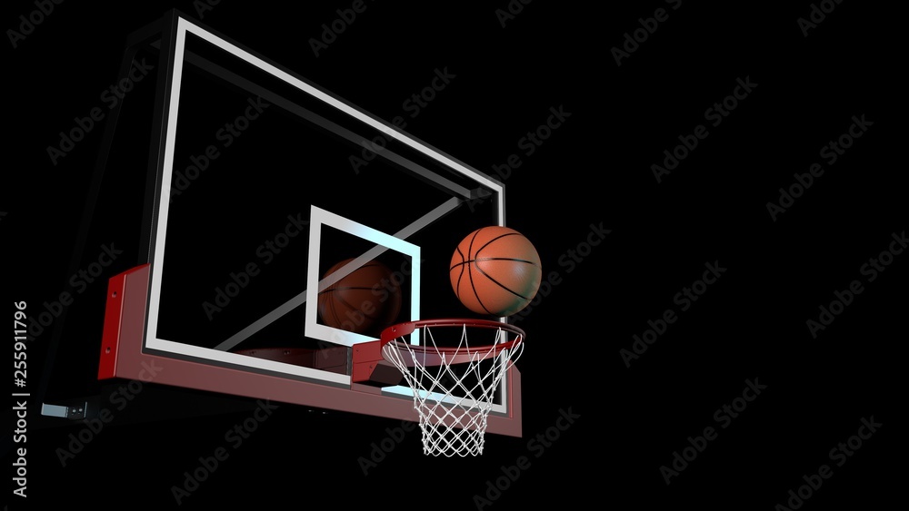 Basketball basket, basketball ball