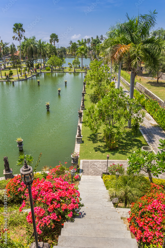 Garden of the Taman Ujung Soekasada water palace on Bali, Indonesia