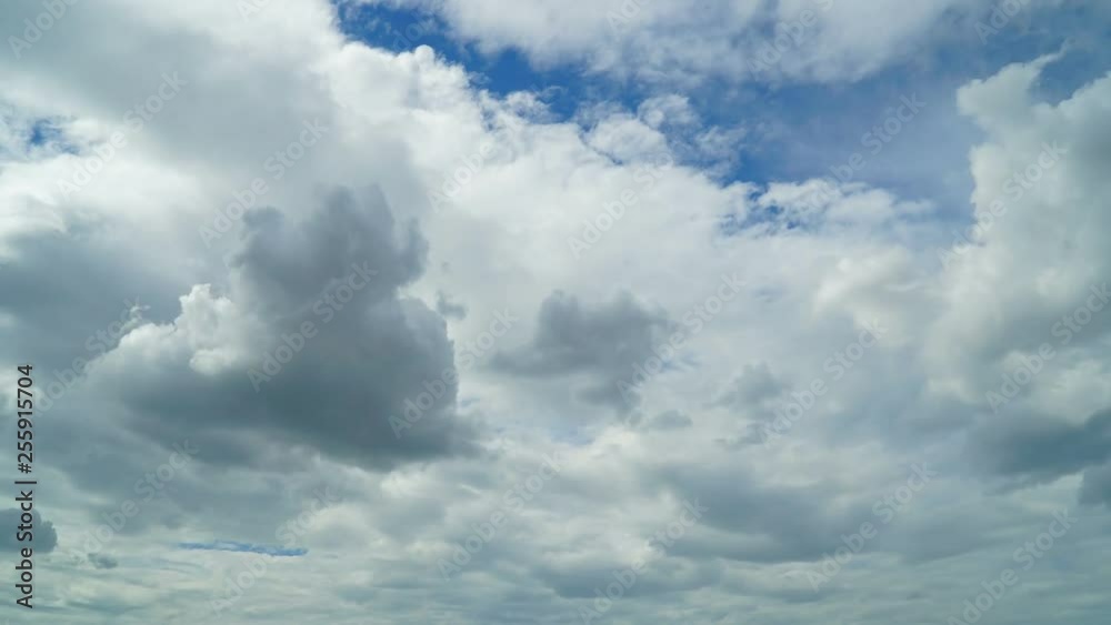 Time-lapse fast moving clouds across a blue sky