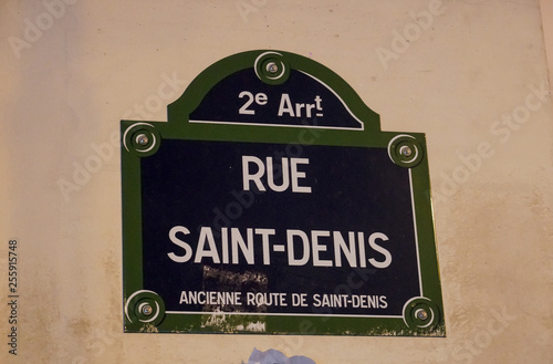 Rue Saint Denis street sign in Paris, France © gallofilm