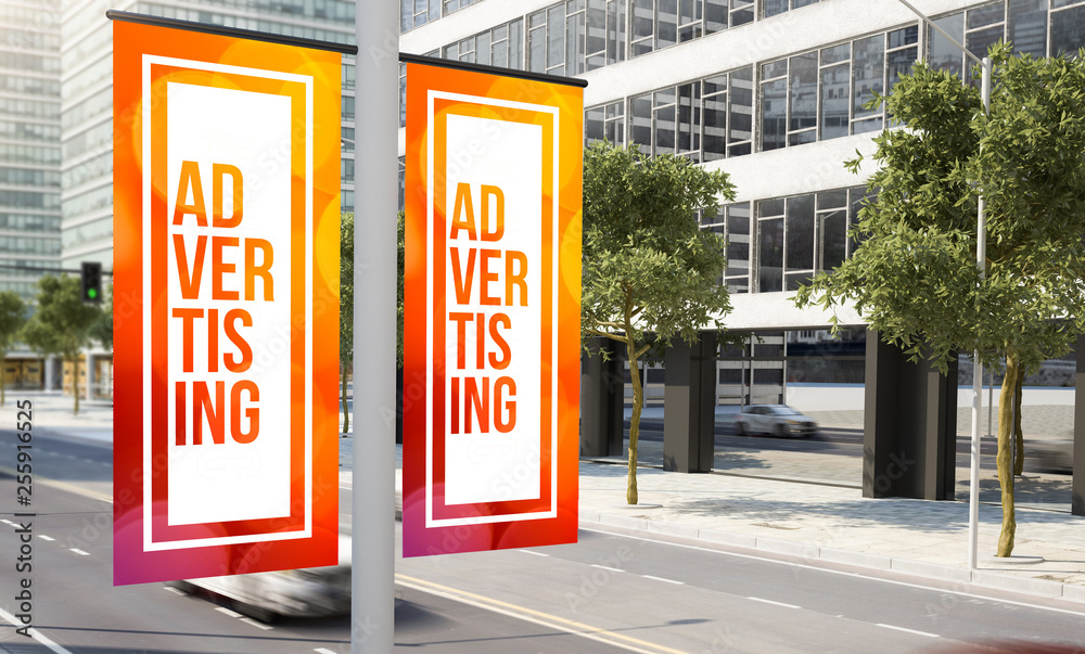 lamp post advertising banner Stock Illustration Adobe Stock