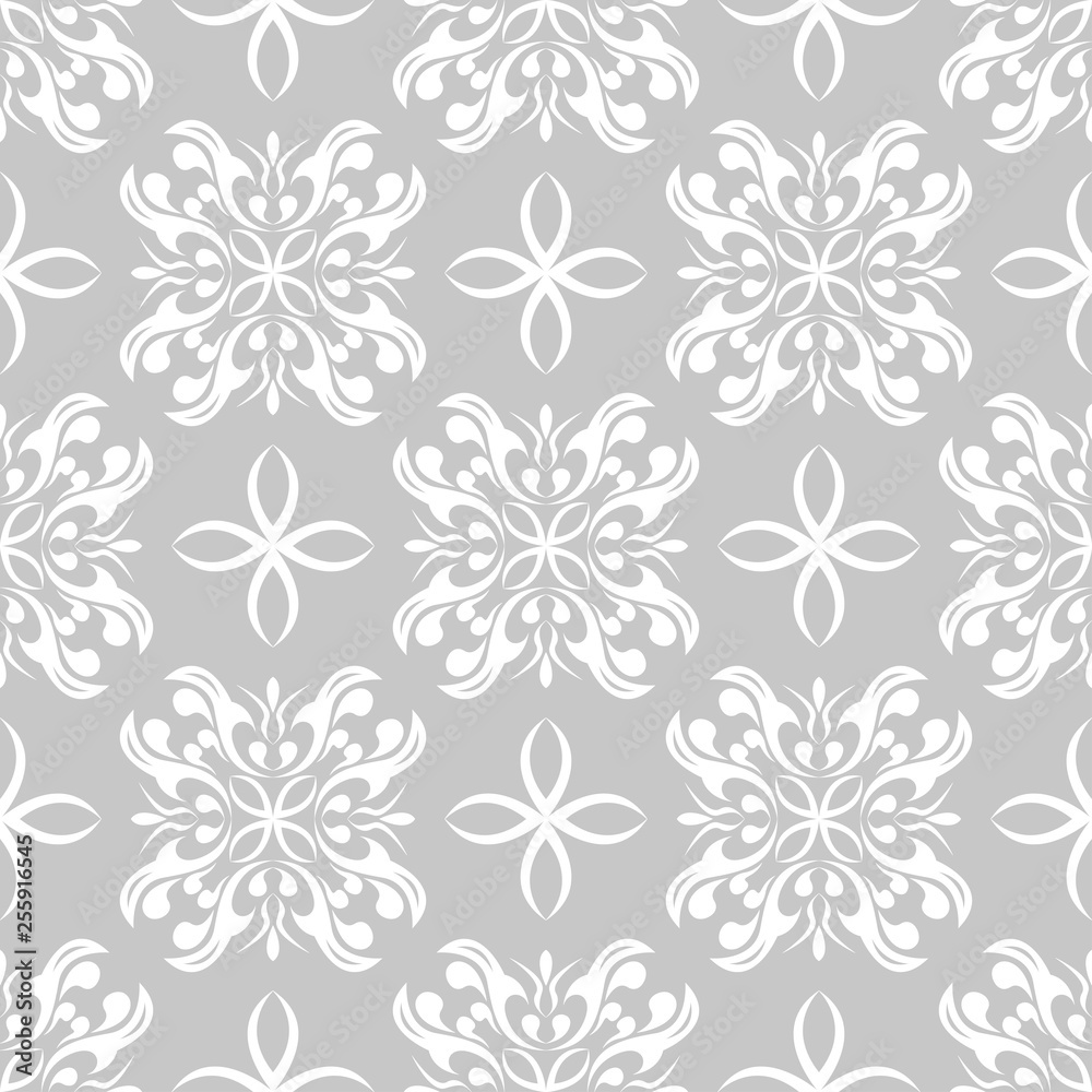  Gray floral seamless background with white design