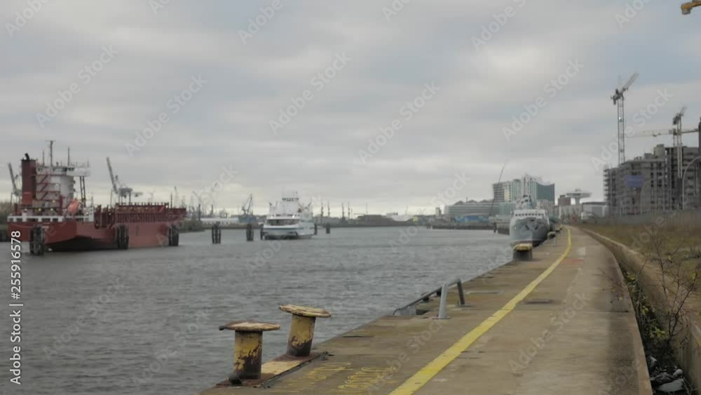 Hamburg harbor near construction side Hamburg harbor near construction side
