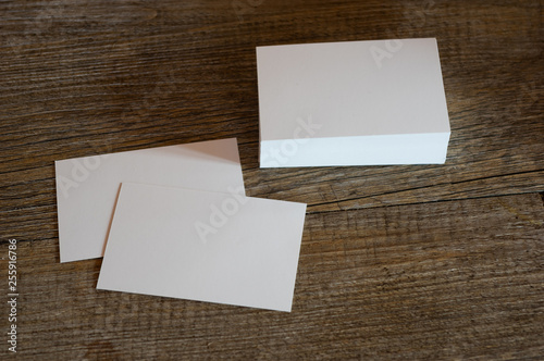 blank businesscards on wooden background