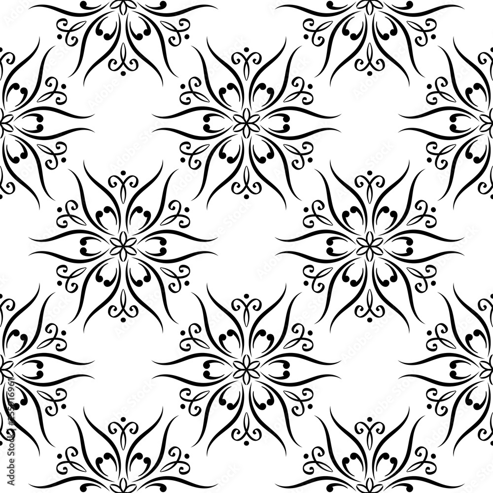 Black and white floral seamless pattern Black and white floral seamless pattern