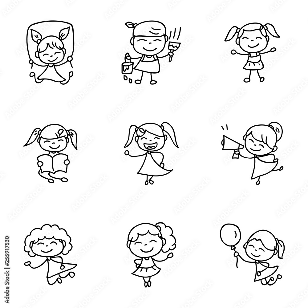 hand drawing cartoon happy kids vector illustration hand drawing cartoon happy kids vector illustration
