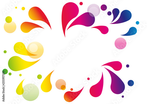 Vector colored splashes and bubbles in abstract shape