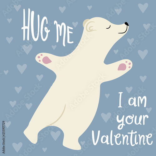 Cute Valentine's day card with polar bear