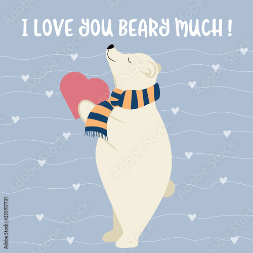 Funny Valentine's day card with polar bear