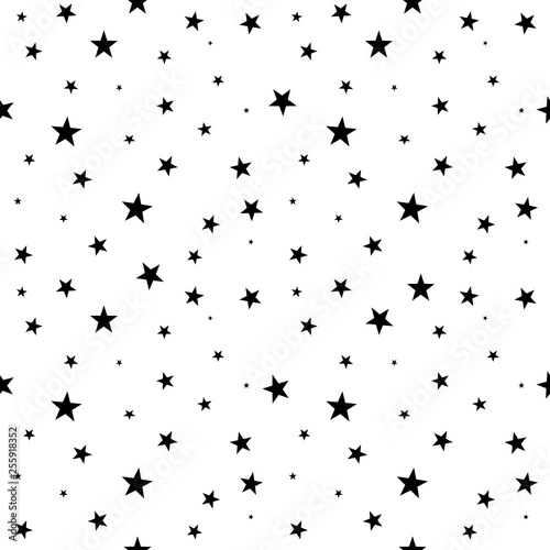 Stars seamless vector background  black white