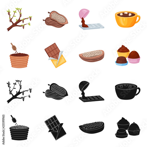 Vector illustration of food and yummy symbol. Set of food and brown   stock symbol for web.