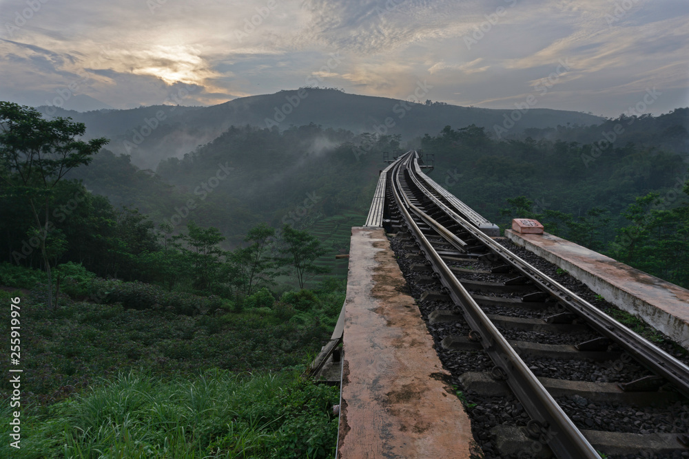 Fototapeta premium railway and the mountains