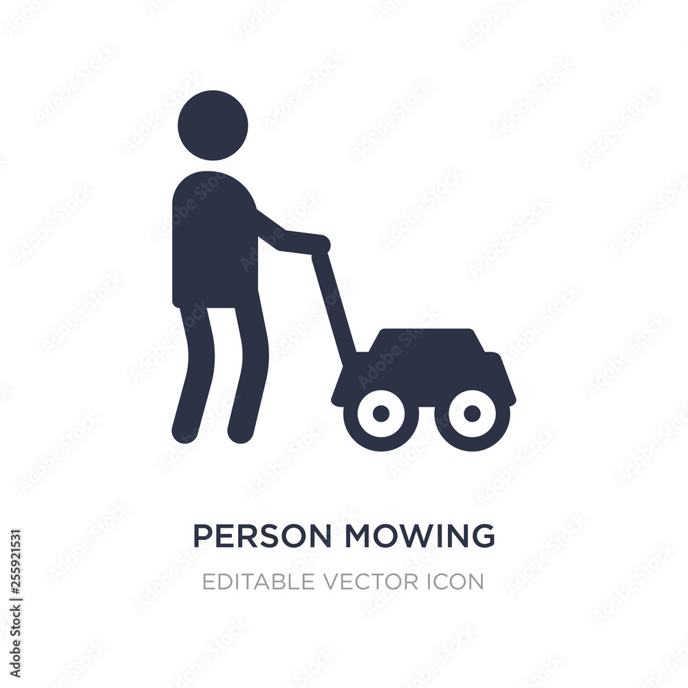 person mowing the grass icon on white background. Simple element illustration from People concept. person mowing the grass icon on white background. Simple element illustration from People concept.