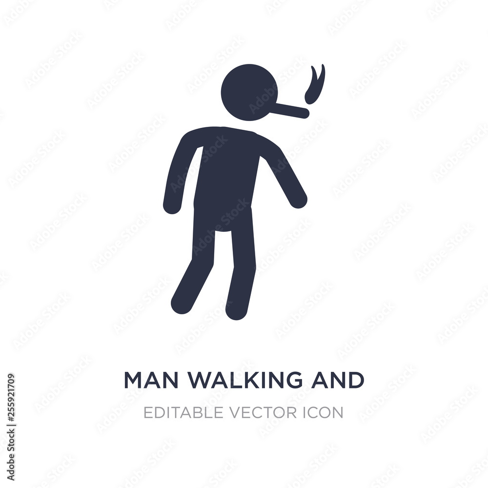 man walking and smoking icon on white background. Simple element illustration from People concept. man walking and smoking icon on white background. Simple element illustration from People concept.