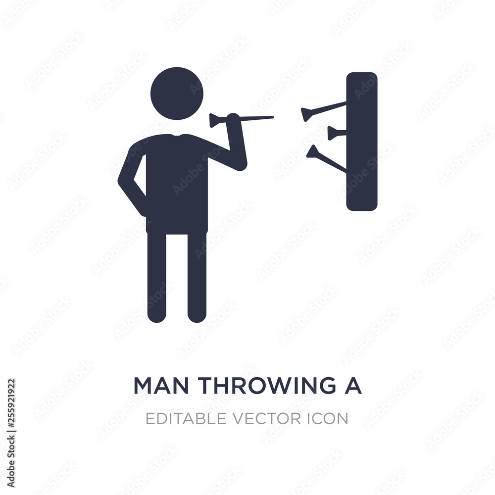 man throwing a dart icon on white background. Simple element illustration from People concept.