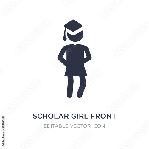 scholar girl front icon on white background. Simple element illustration from People concept.