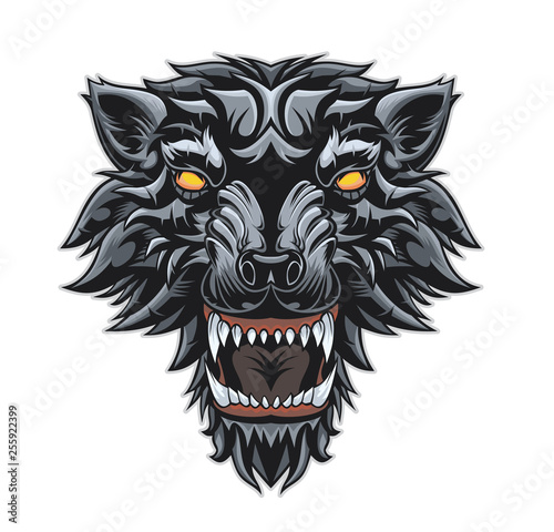Head of a growling wolf.