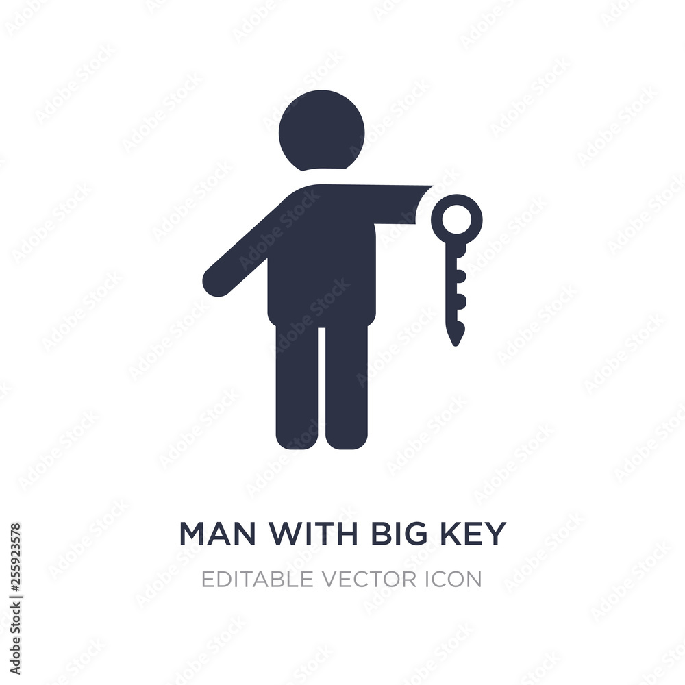 man with big key icon on white background. Simple element illustration from People concept. man with big key icon on white background. Simple element illustration from People concept.
