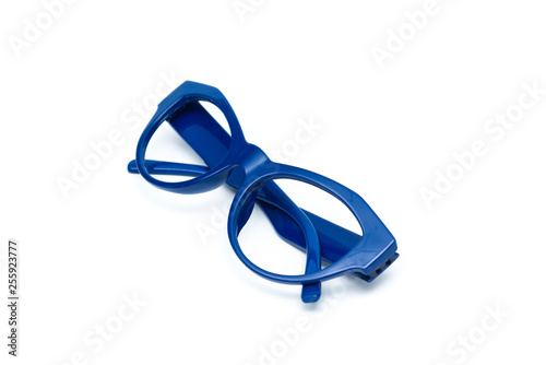 Blue glasses isolated on white background.