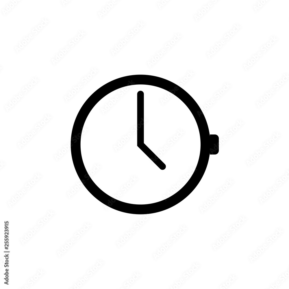 Outline line Clock on white background. Clock icon in trendy flat style. Line design Outline line Clock on white background. Clock icon in trendy flat style. Line design