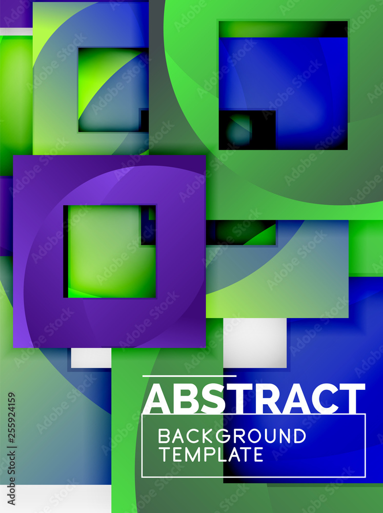 Fototapeta premium Geometric minimal abstract background with multicolored squares composition