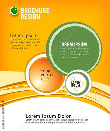 Green circle on orange wave background - flyer design