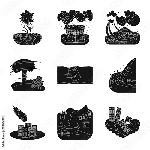 Vector illustration of calamity and crash logo. Collection of calamity and disaster vector icon for stock.