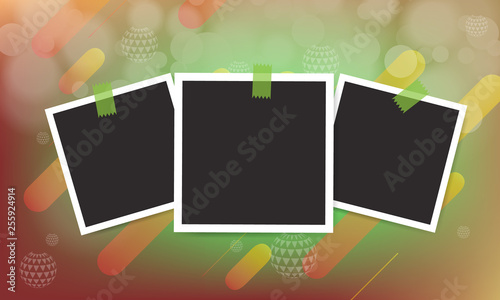 Elegant trendy flowing, fluid and liquid cover design background with photo frame. Illustrated vector.