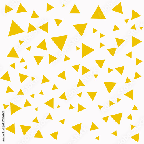 Abstract geometric backdrop. Yellow triangles on the white background
