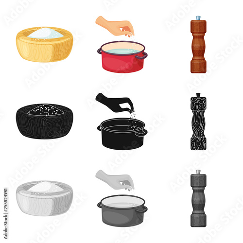 Isolated object of cooking and sea sign. Collection of cooking and baking   stock vector illustration.