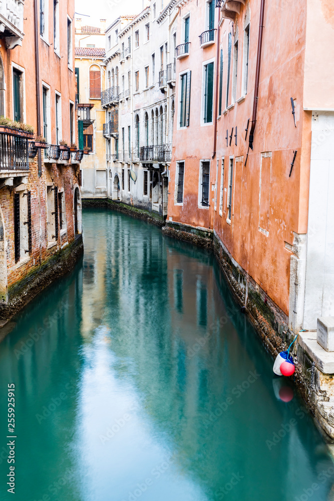 Beatiful and empty canal in Venice, Italy