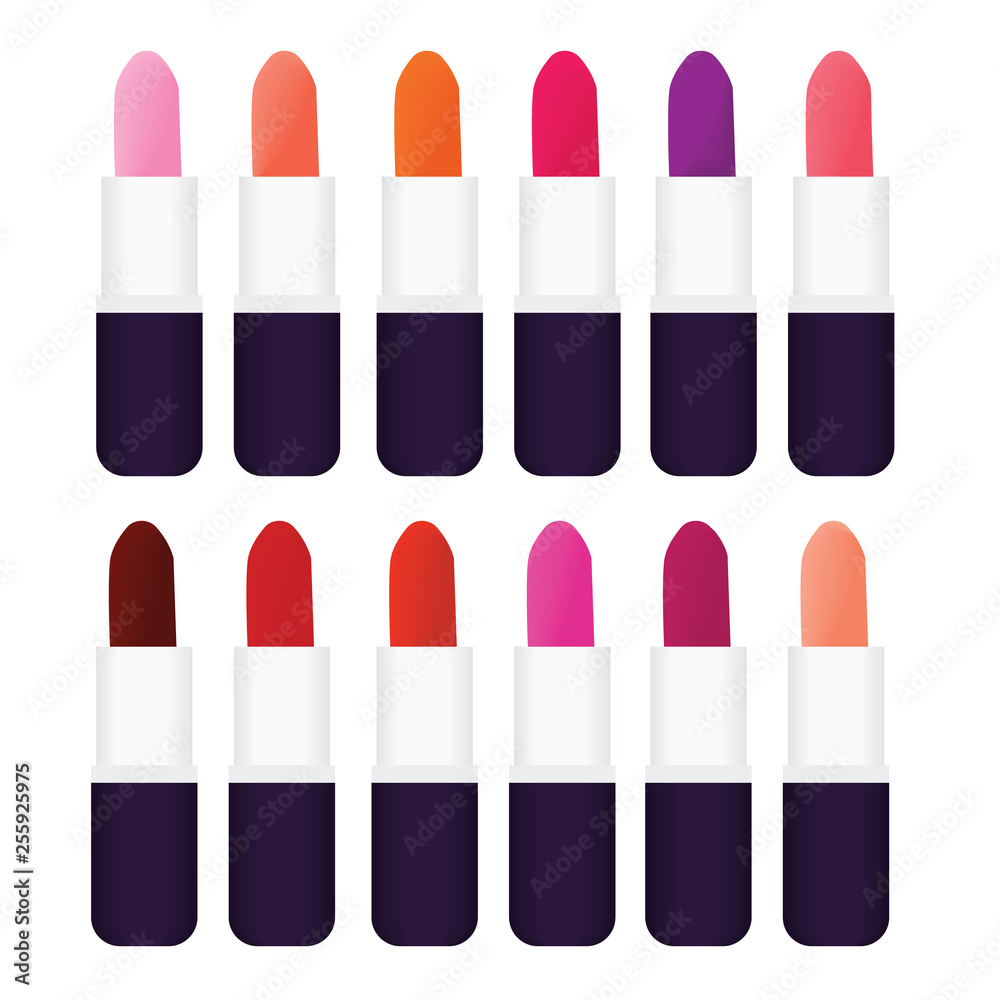 set of lipstick in different colors set of lipstick in different colors