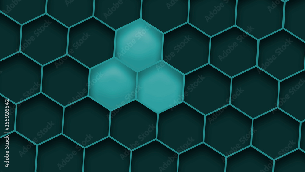 Art backdrop. 3d turauoise hexagons background Art backdrop. 3d turauoise hexagons background