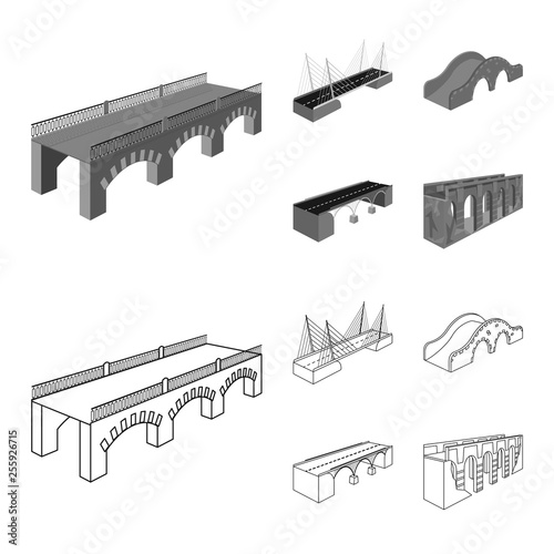 Vector illustration of connection and design icon. Set of connection and side stock vector illustration.